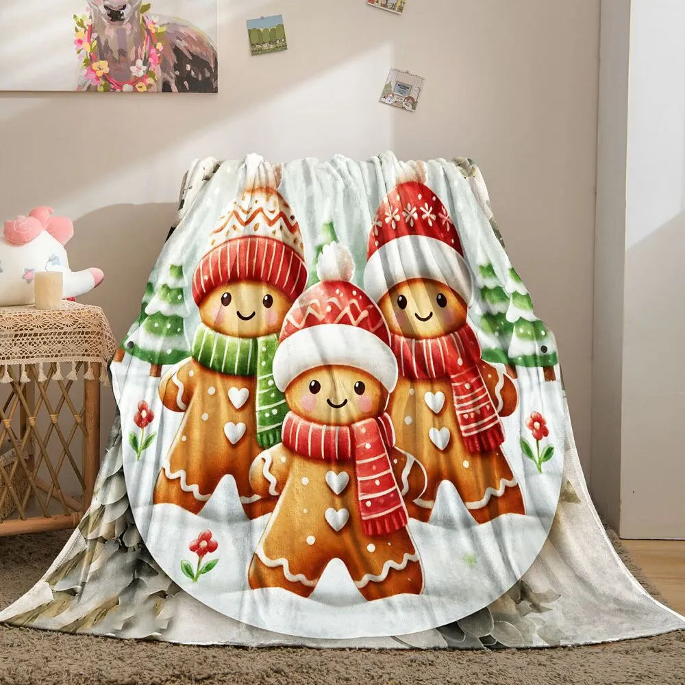 Festive Gingerbread Family White Pattern Multipurpose Throw Blanket