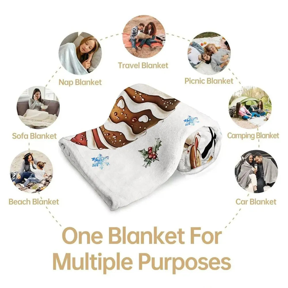 Festive Gingerbread Gnome Cocoa Wishes White Pattern Multipurpose Throw Blanket