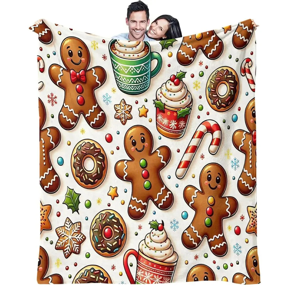 Festive Gingerbread Holiday Treats Collage White Pattern Multipurpose Throw Blanket