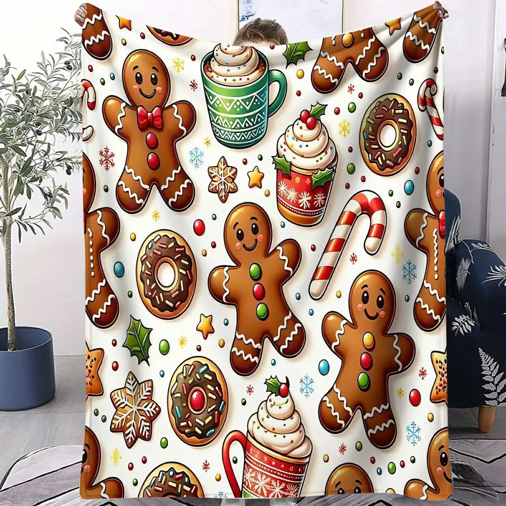 Festive Gingerbread Holiday Treats Collage White Pattern Multipurpose Throw Blanket