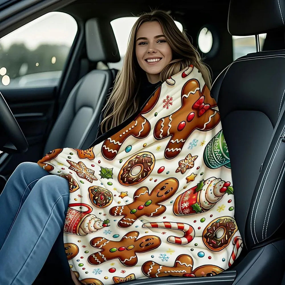 Festive Gingerbread Holiday Treats Collage White Pattern Multipurpose Throw Blanket