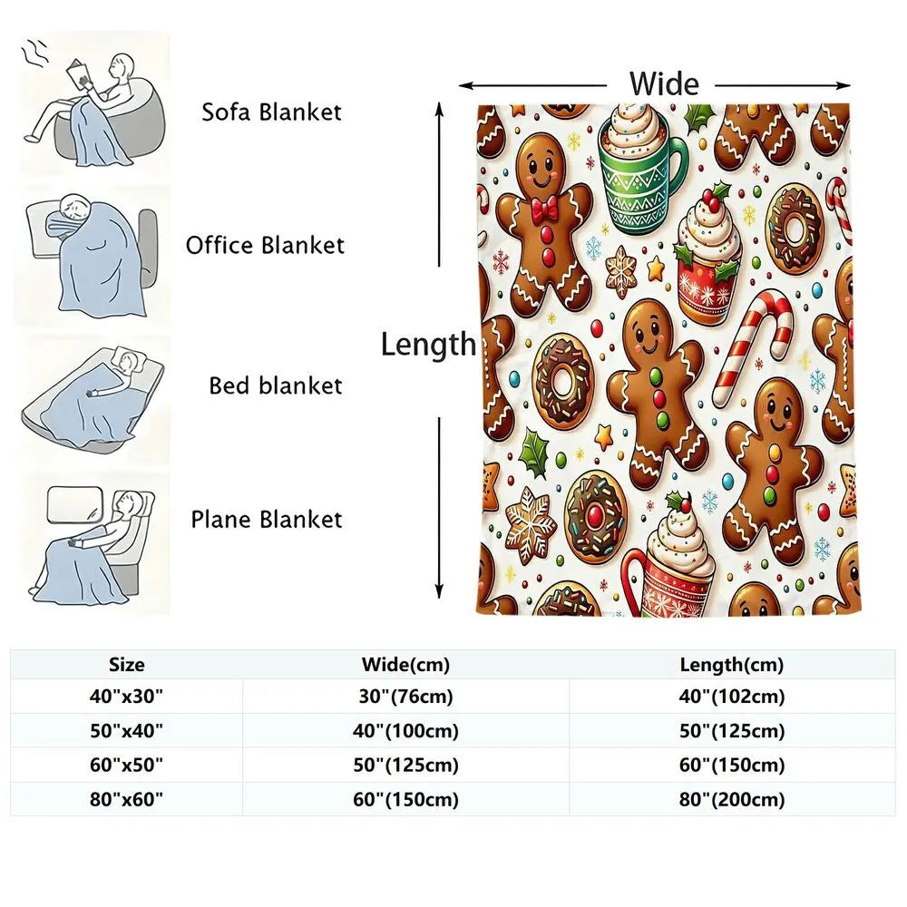 Festive Gingerbread Holiday Treats Collage White Pattern Multipurpose Throw Blanket