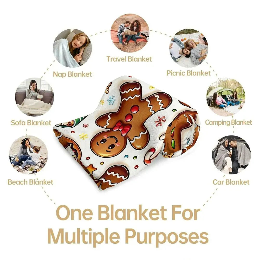 Festive Gingerbread Holiday Treats Collage White Pattern Multipurpose Throw Blanket