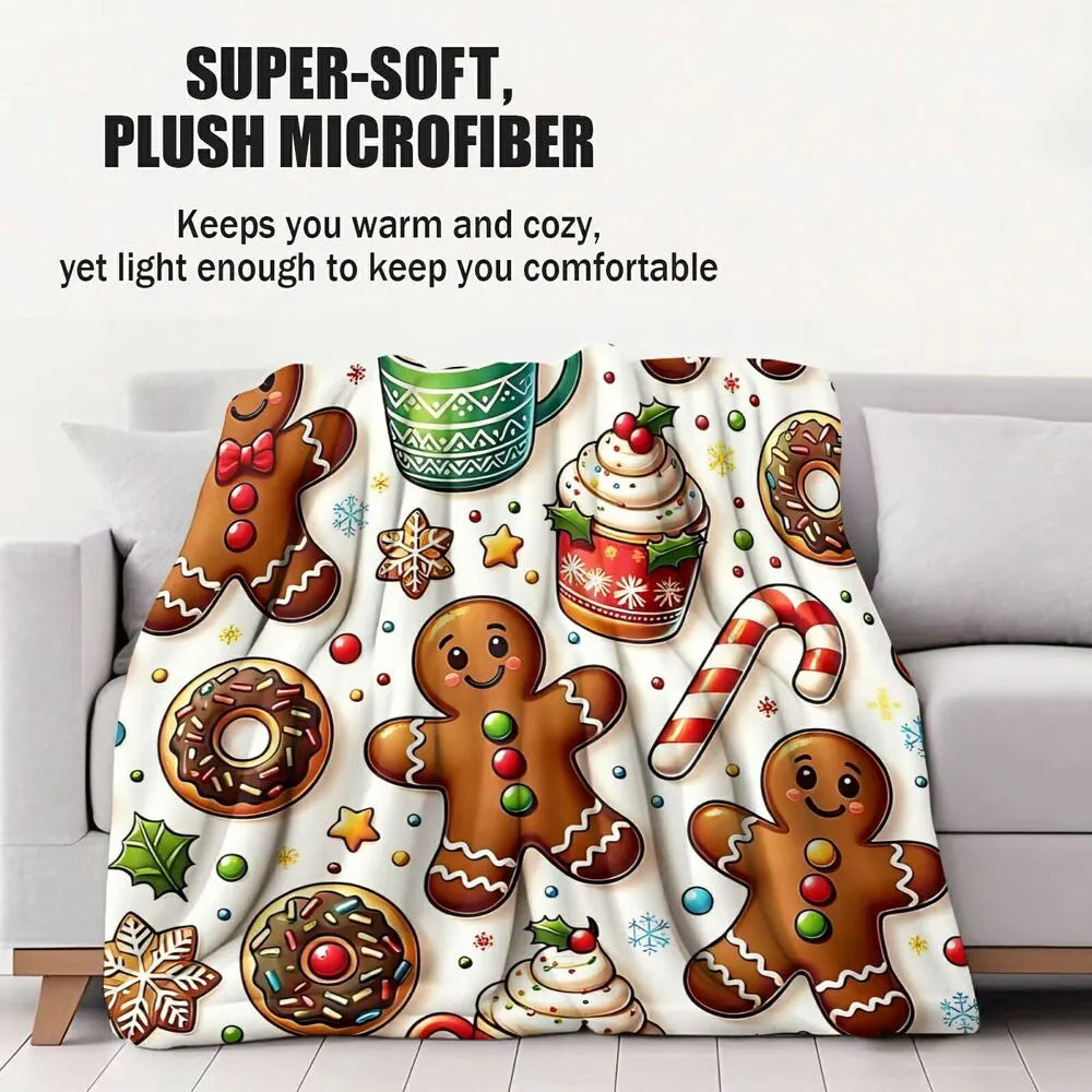 Festive Gingerbread Holiday Treats Collage White Pattern Multipurpose Throw Blanket