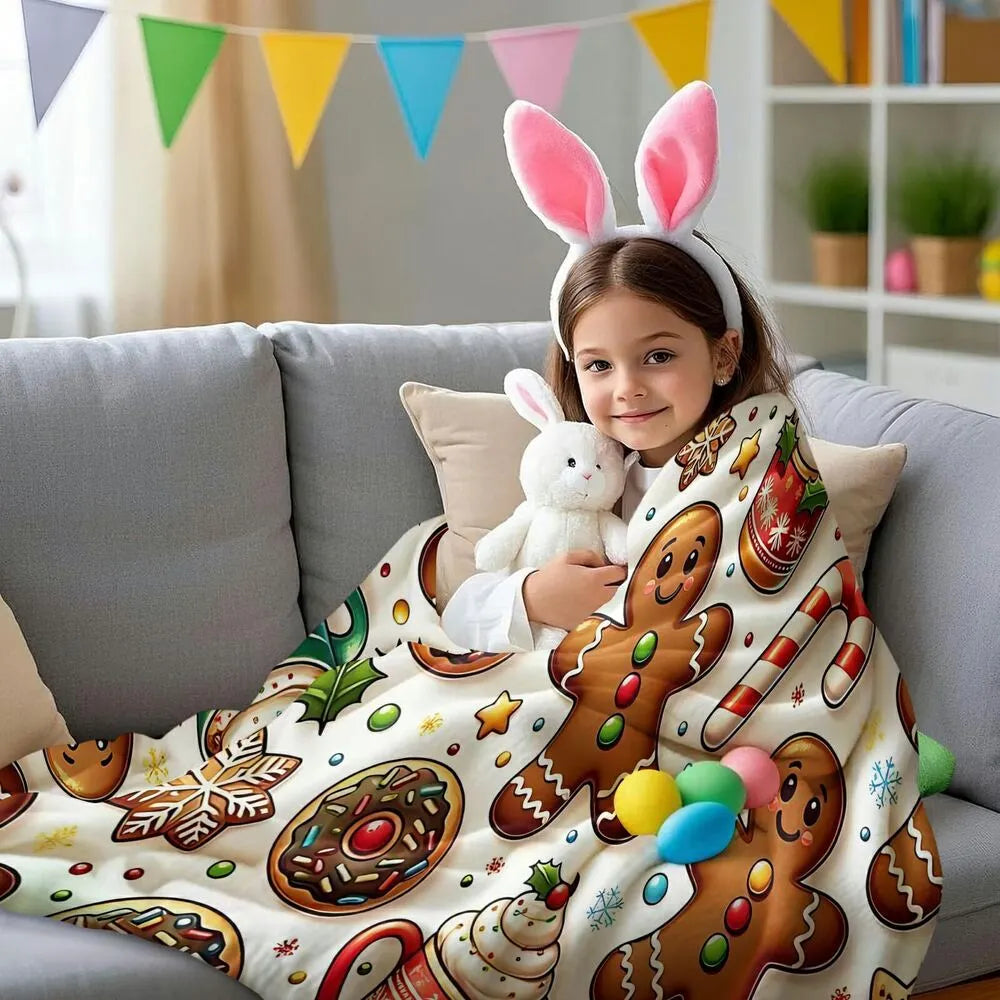 Festive Gingerbread Holiday Treats Collage White Pattern Multipurpose Throw Blanket