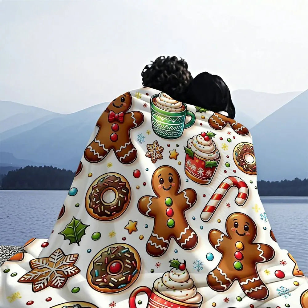 Festive Gingerbread Holiday Treats Collage White Pattern Multipurpose Throw Blanket