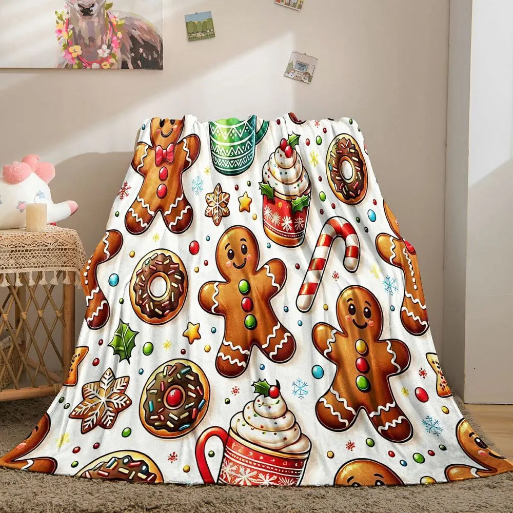 Festive Gingerbread Holiday Treats Collage White Pattern Multipurpose Throw Blanket