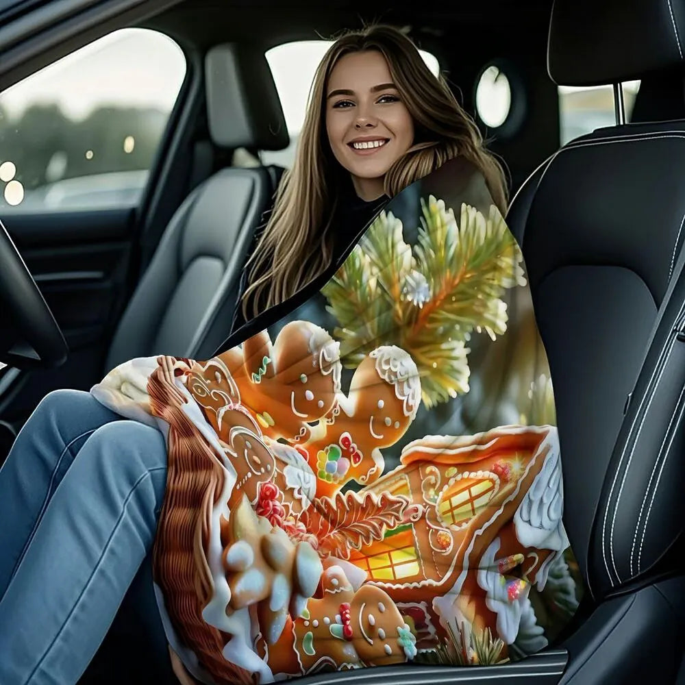Festive Gingerbread House Cookies Basket Pattern Multipurpose Throw Blanket