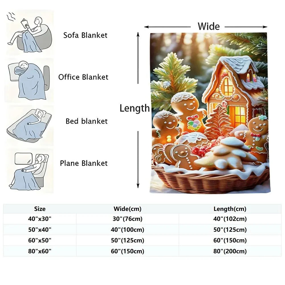Festive Gingerbread House Cookies Basket Pattern Multipurpose Throw Blanket