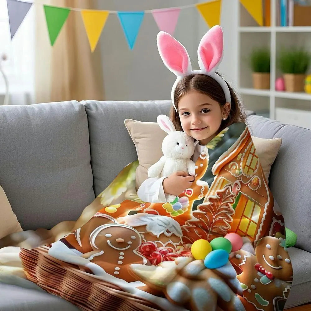 Festive Gingerbread House Cookies Basket Pattern Multipurpose Throw Blanket