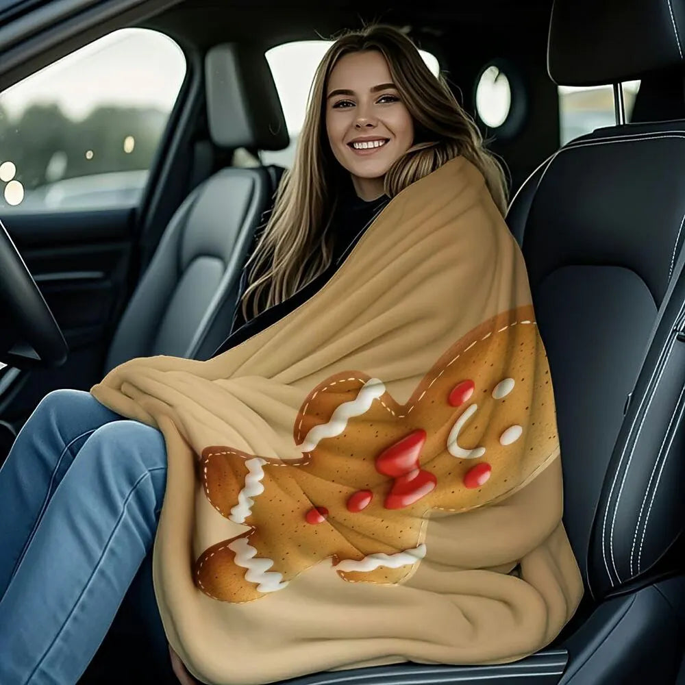 Festive Gingerbread Man Beige Pattern Multipurpose Throw Blanket