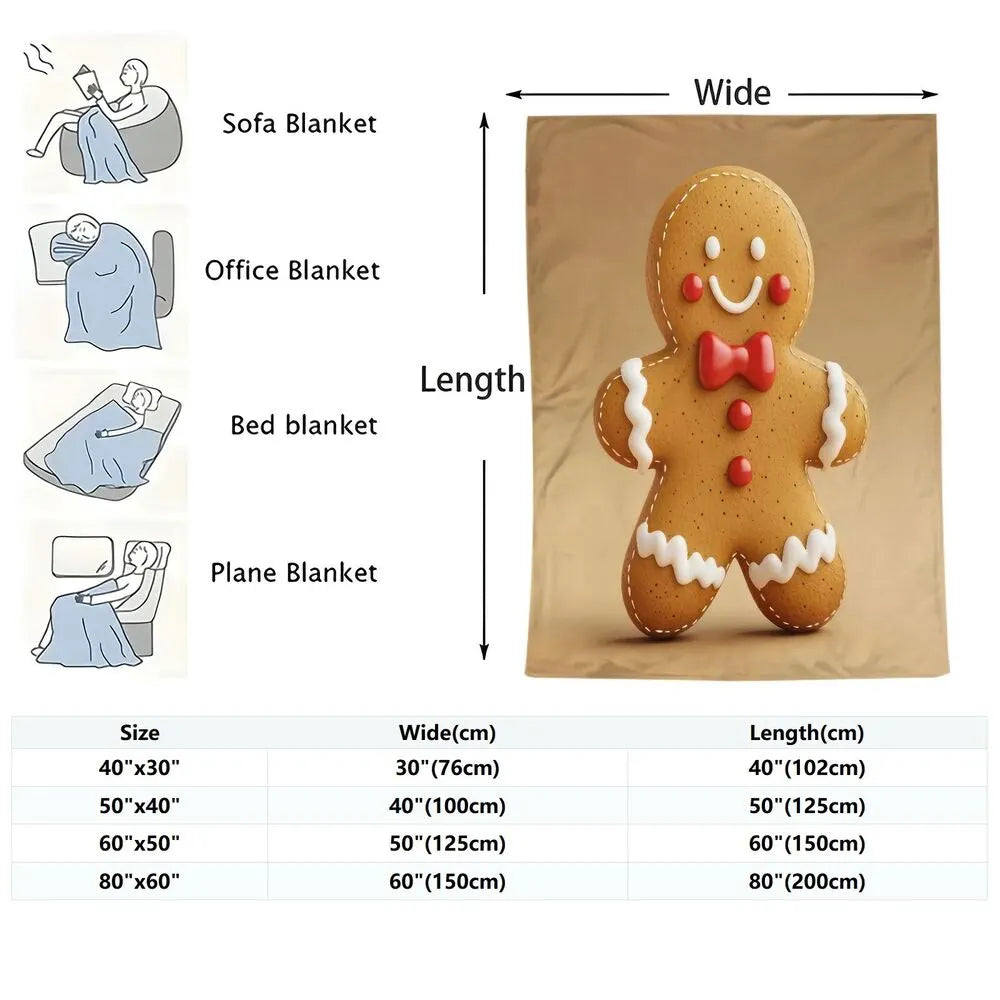 Festive Gingerbread Man Beige Pattern Multipurpose Throw Blanket