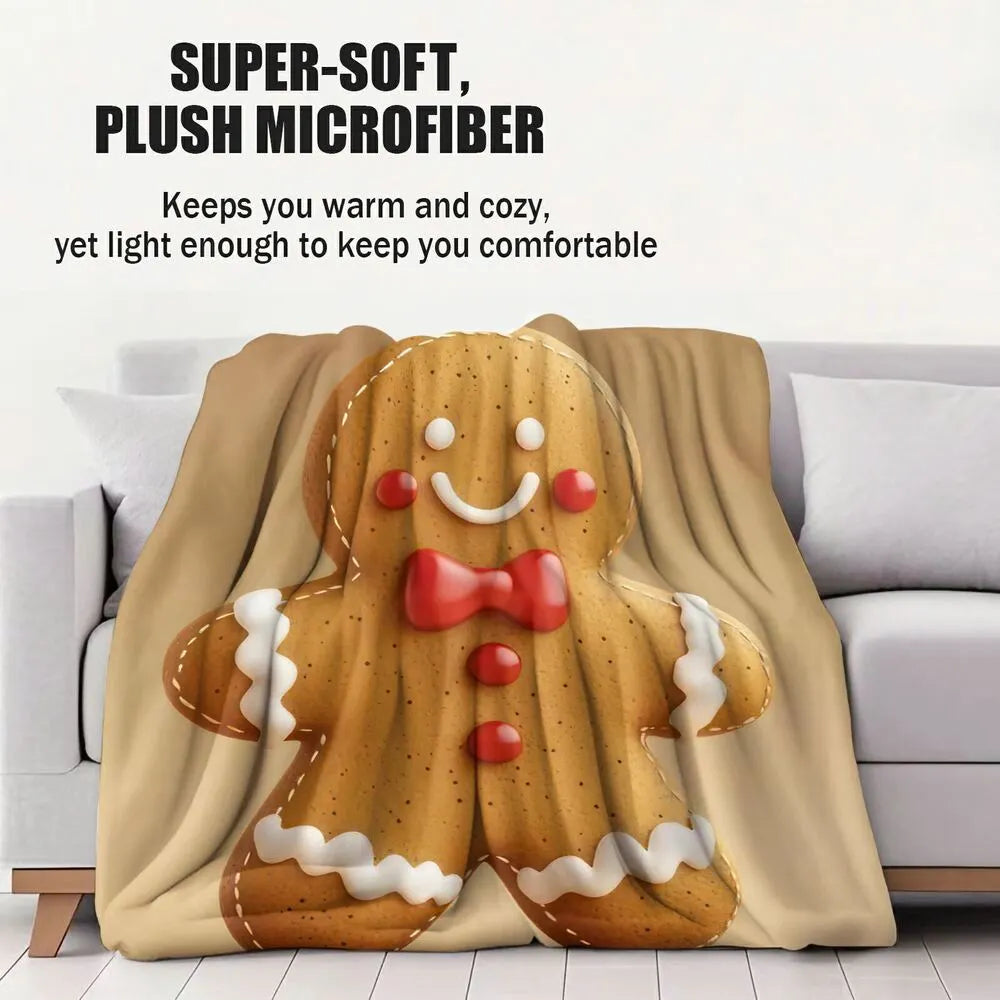 Festive Gingerbread Man Beige Pattern Multipurpose Throw Blanket