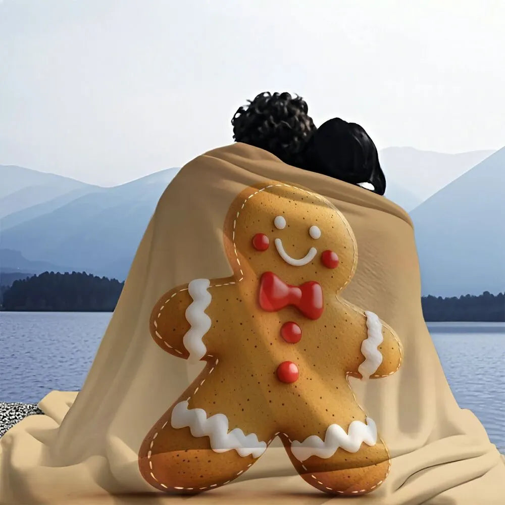 Festive Gingerbread Man Beige Pattern Multipurpose Throw Blanket