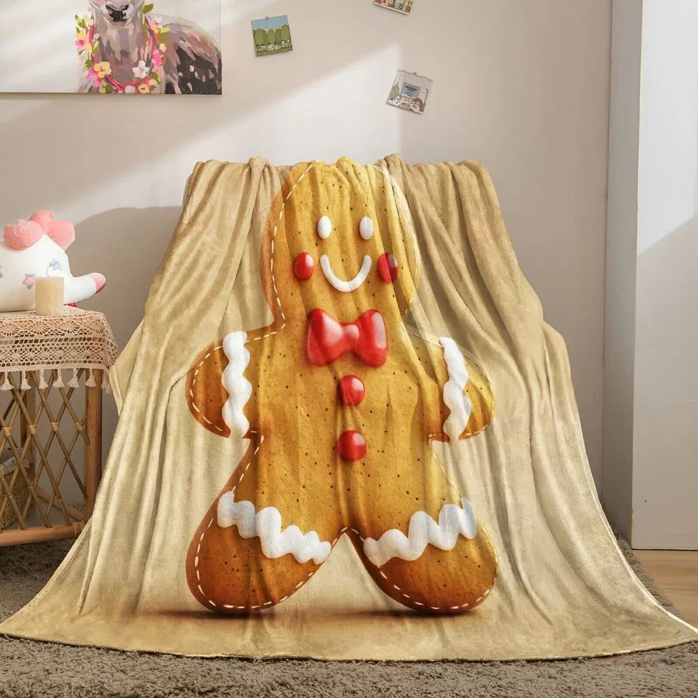 Festive Gingerbread Man Beige Pattern Multipurpose Throw Blanket