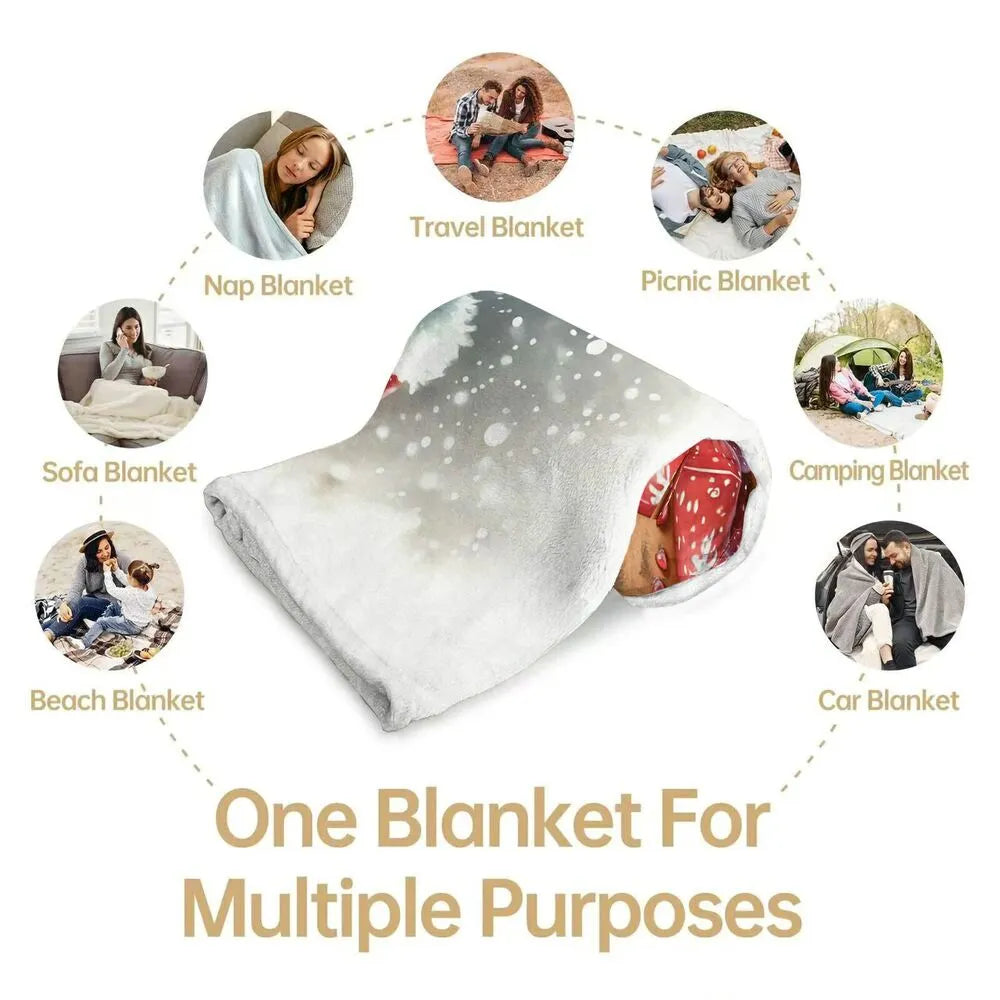 Festive Gingerbread Man Snowy White Pattern Multipurpose Throw Blanket