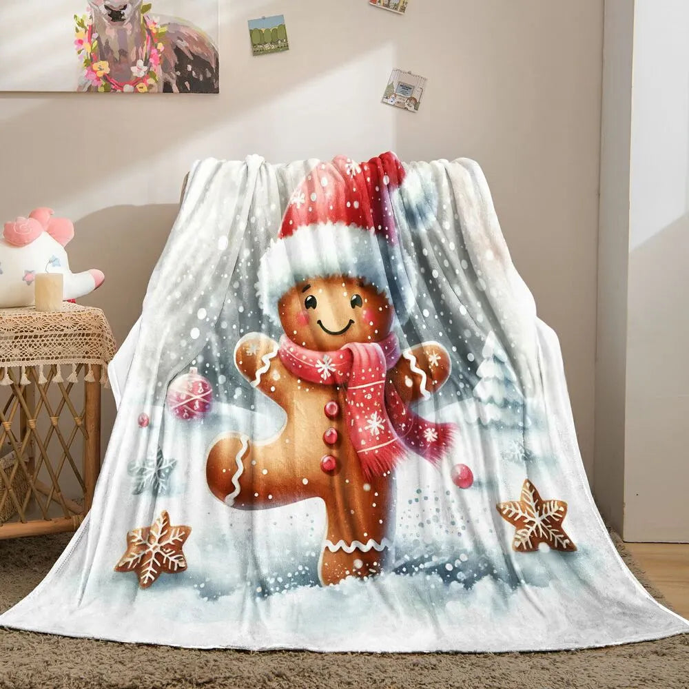 Festive Gingerbread Man Snowy White Pattern Multipurpose Throw Blanket