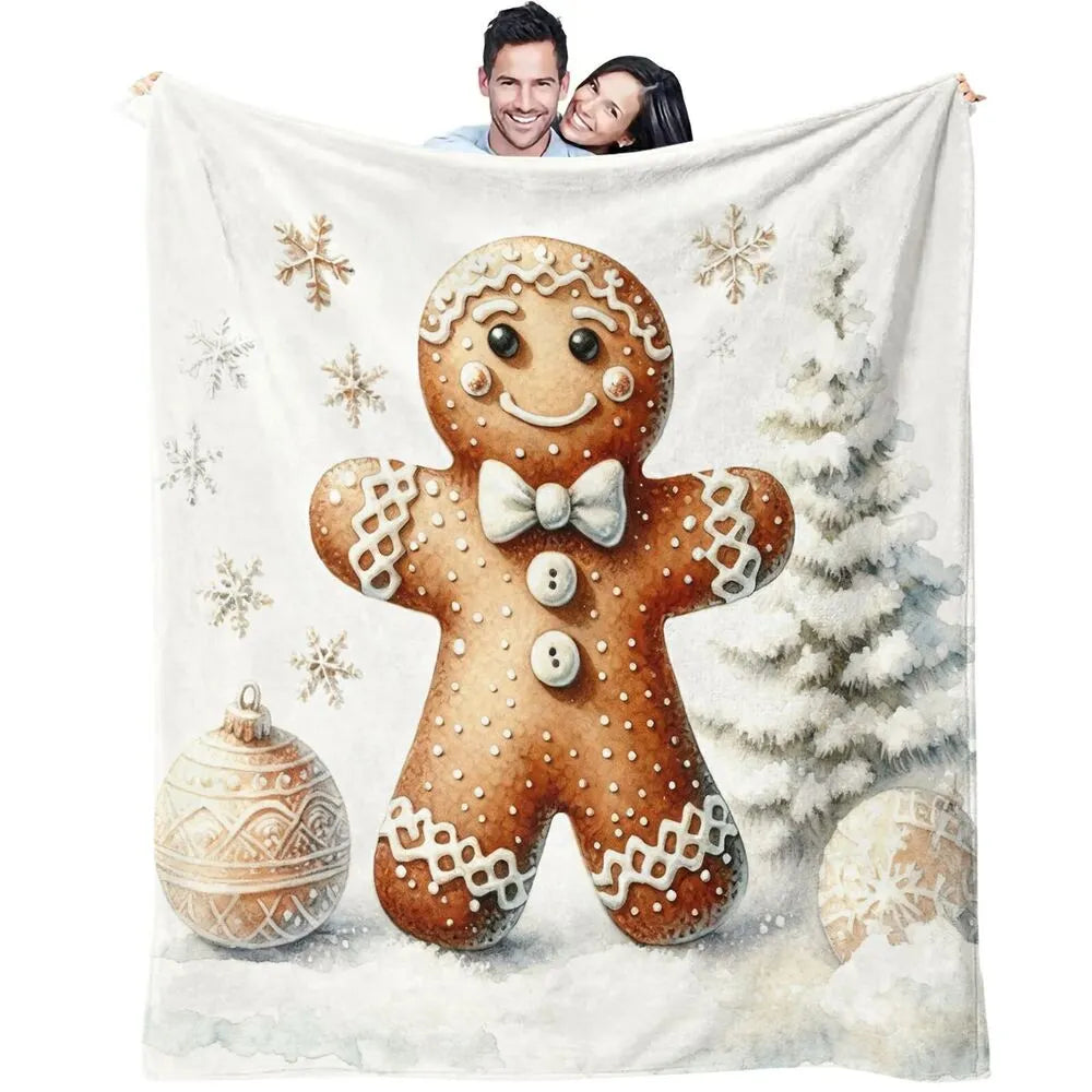 Festive Gingerbread Man White Pattern Multipurpose Throw Blanket