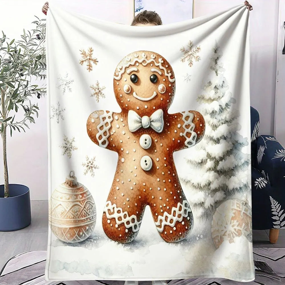 Festive Gingerbread Man White Pattern Multipurpose Throw Blanket