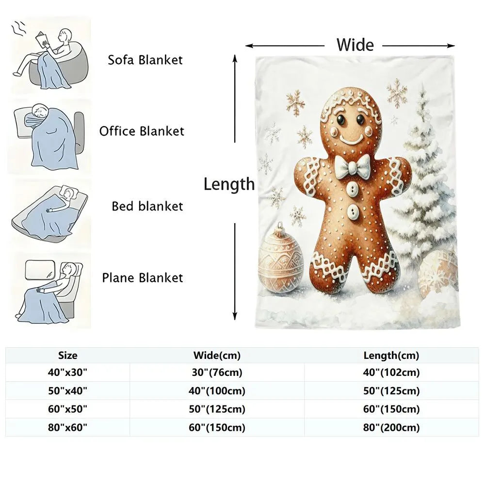 Festive Gingerbread Man White Pattern Multipurpose Throw Blanket