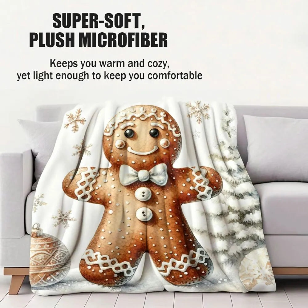 Festive Gingerbread Man White Pattern Multipurpose Throw Blanket