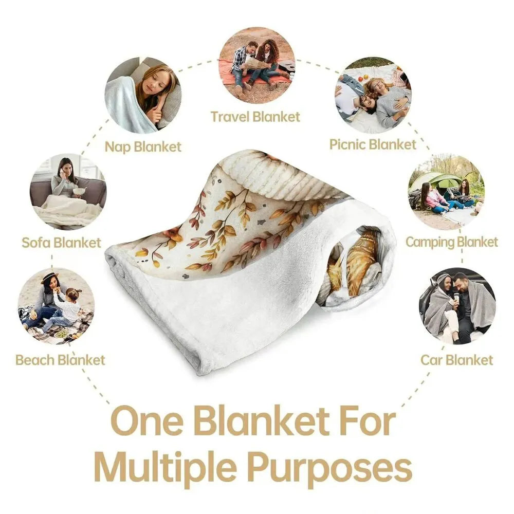 Festive Gnome Puppy Cozy Movie Night White Pattern Multipurpose Throw Blanket