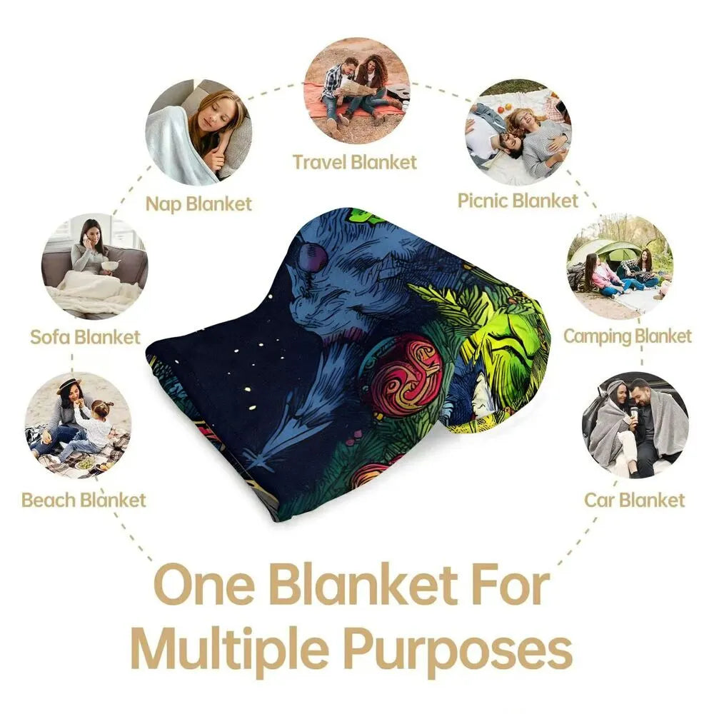 Festive Grinch Christmas Heist Art Dark Pattern Multipurpose Throw Blanket