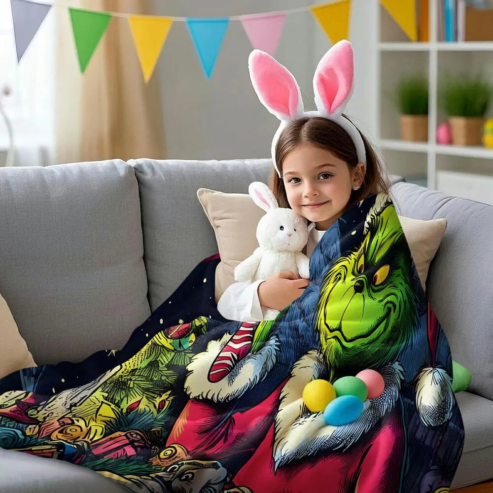 Festive Grinch Christmas Heist Art Dark Pattern Multipurpose Throw Blanket