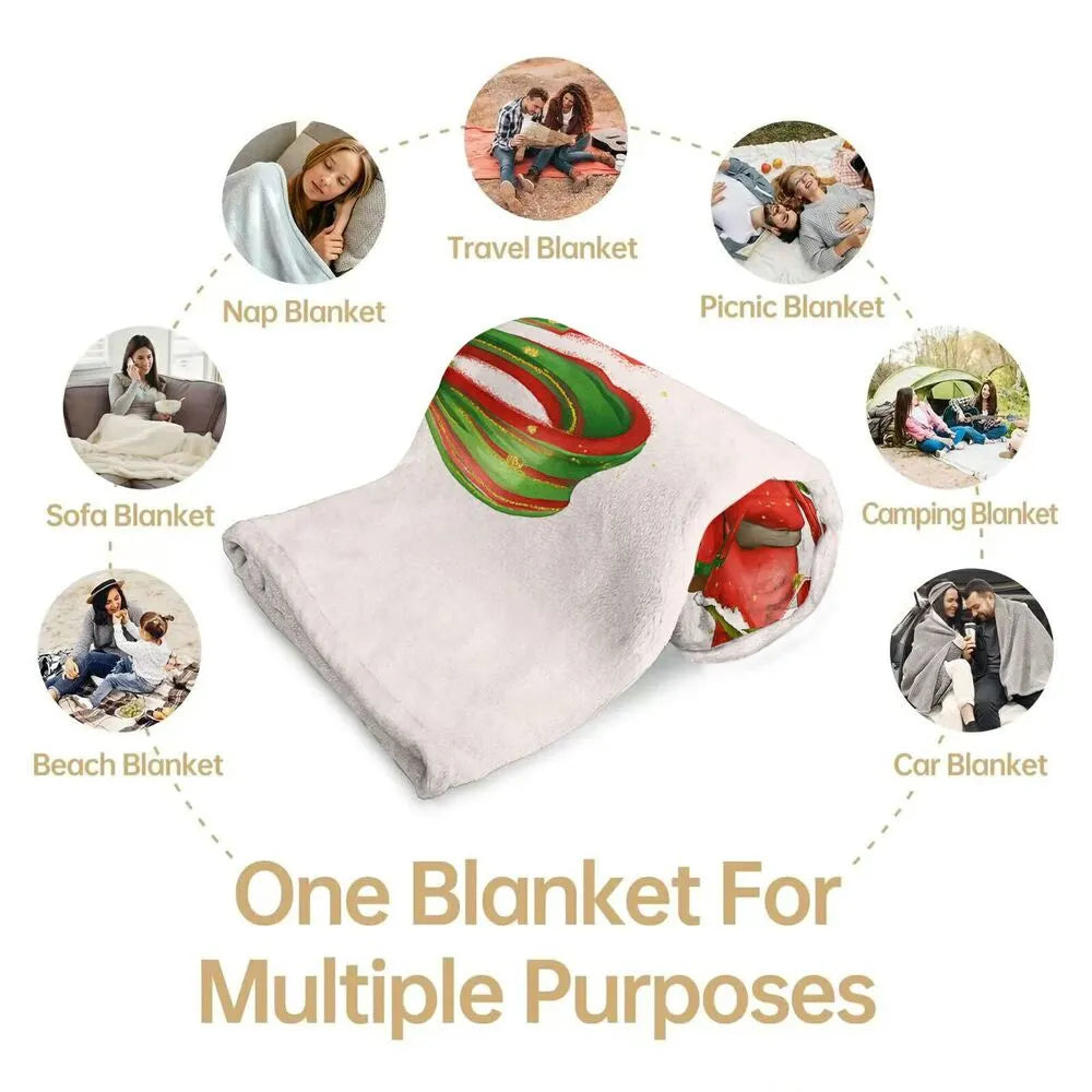 Festive Grinch Christmas Tree Decorating White Pattern Multipurpose Throw Blanket