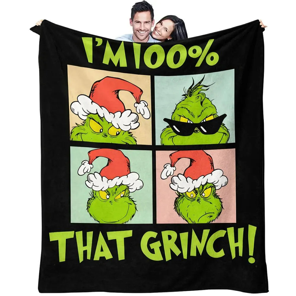 Festive Grinch Comic Panels That Grinch Black Pattern Multipurpose Throw Blanket