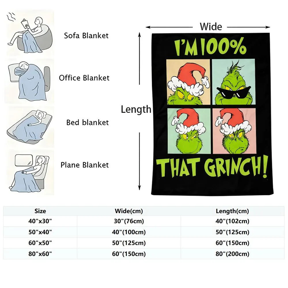 Festive Grinch Comic Panels That Grinch Black Pattern Multipurpose Throw Blanket