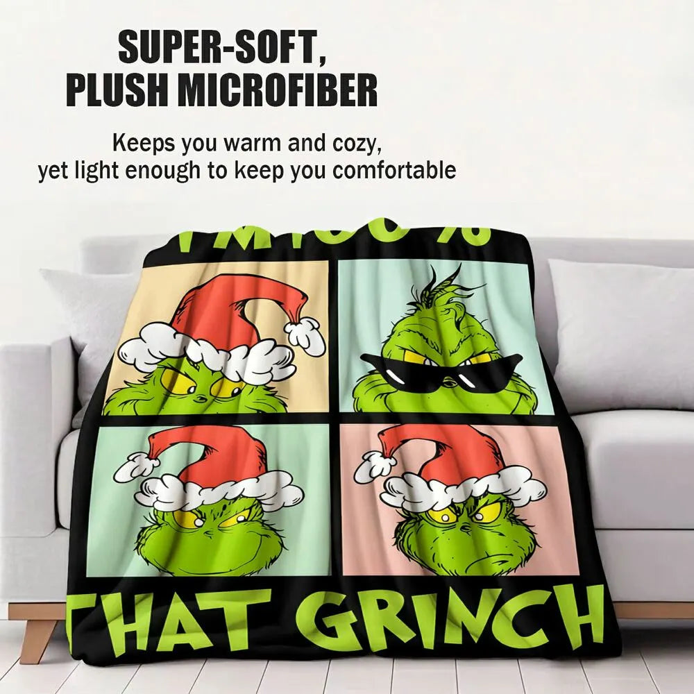 Festive Grinch Comic Panels That Grinch Black Pattern Multipurpose Throw Blanket