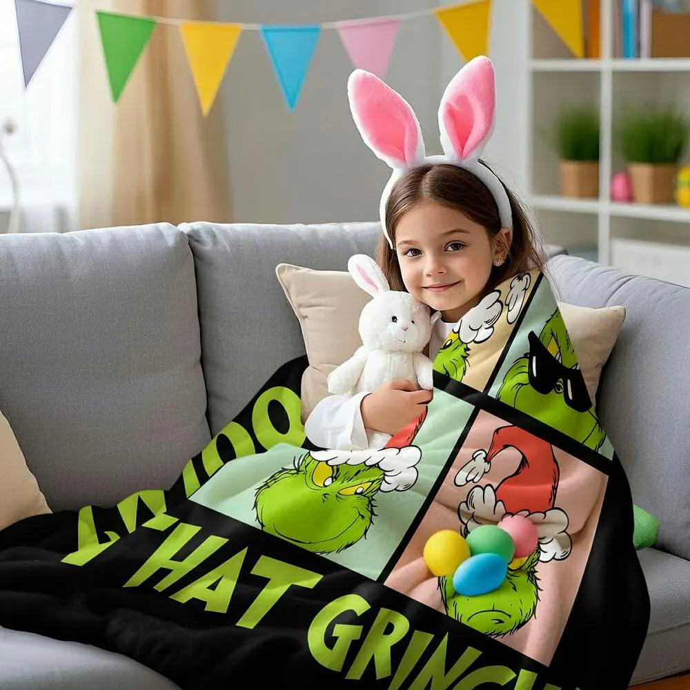 Festive Grinch Comic Panels That Grinch Black Pattern Multipurpose Throw Blanket