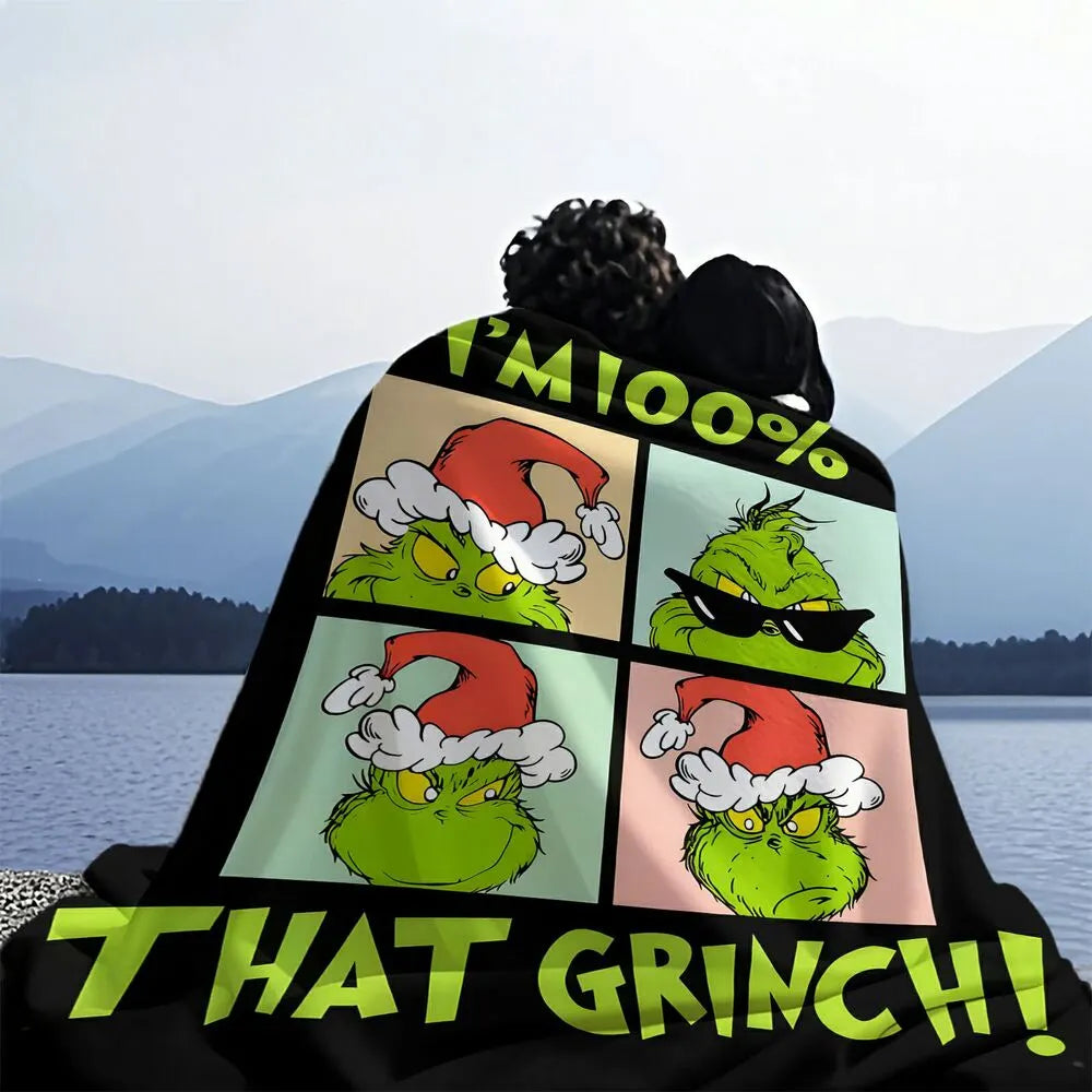 Festive Grinch Comic Panels That Grinch Black Pattern Multipurpose Throw Blanket