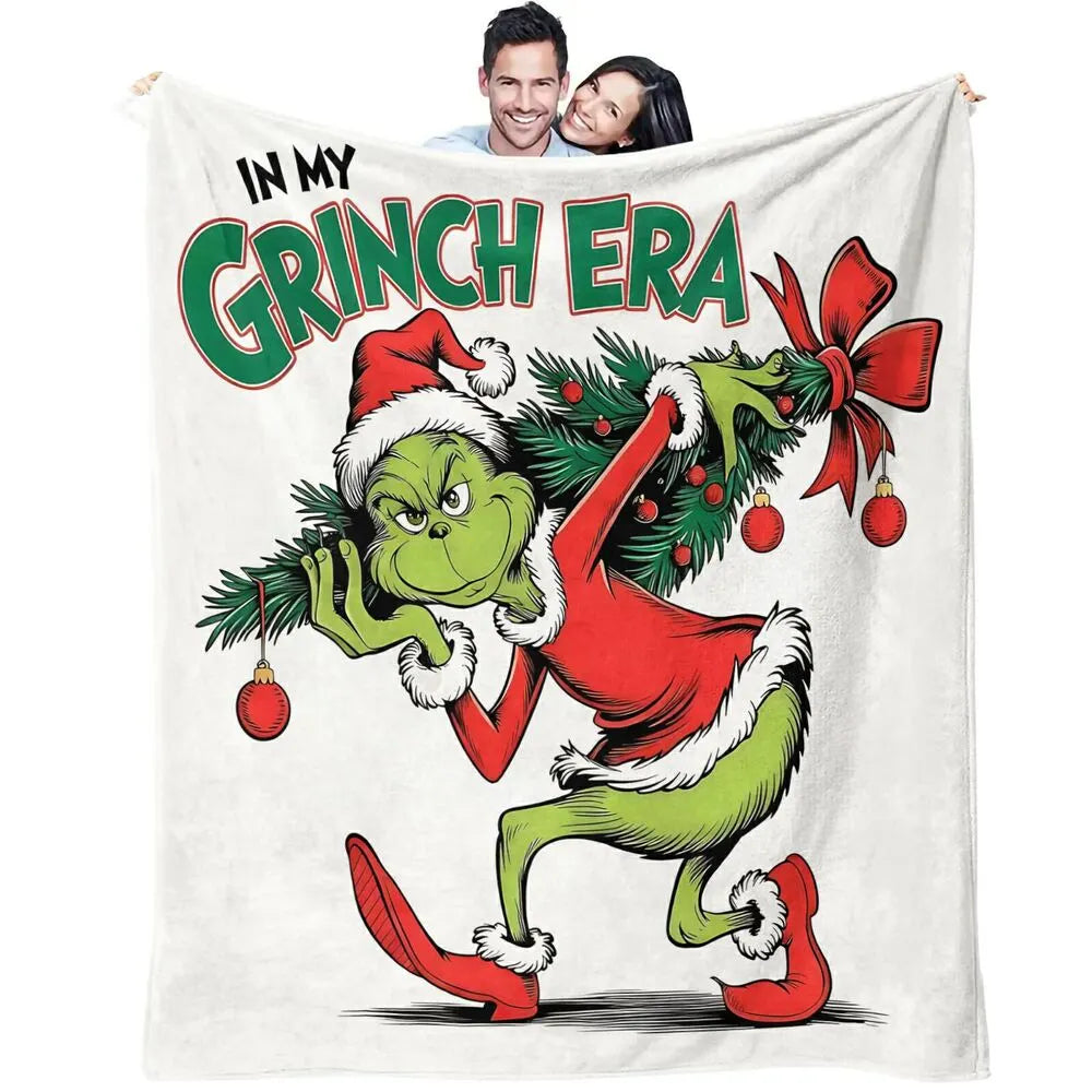 Festive Grinch Era Christmas Tree White Pattern Multipurpose Throw Blanket