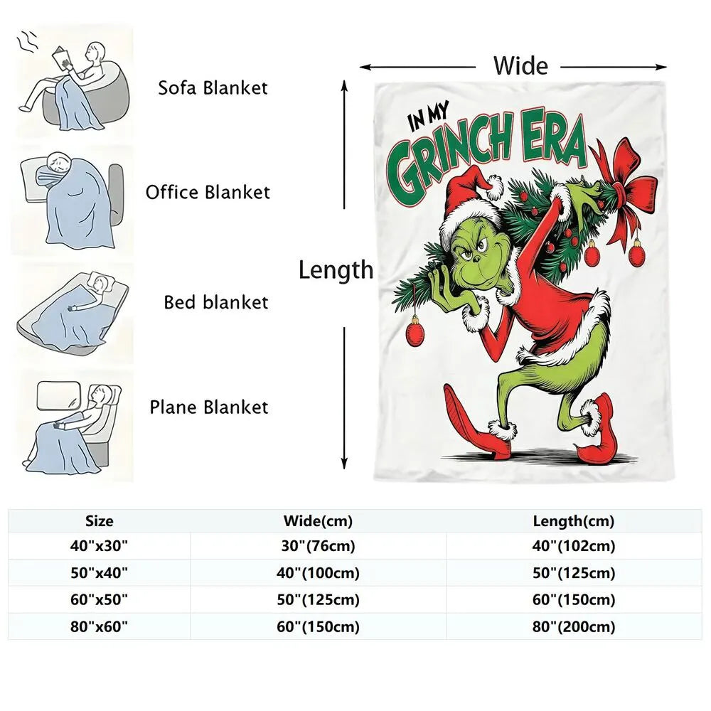Festive Grinch Era Christmas Tree White Pattern Multipurpose Throw Blanket