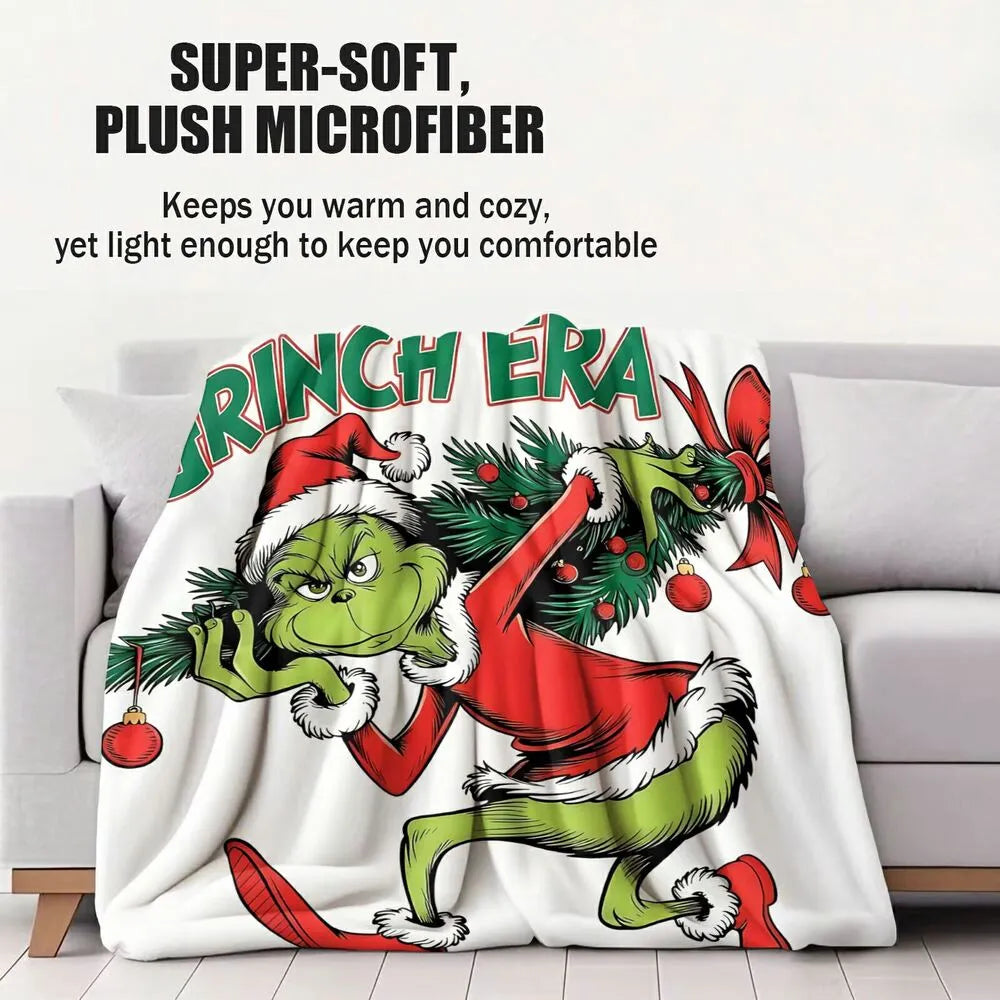 Festive Grinch Era Christmas Tree White Pattern Multipurpose Throw Blanket