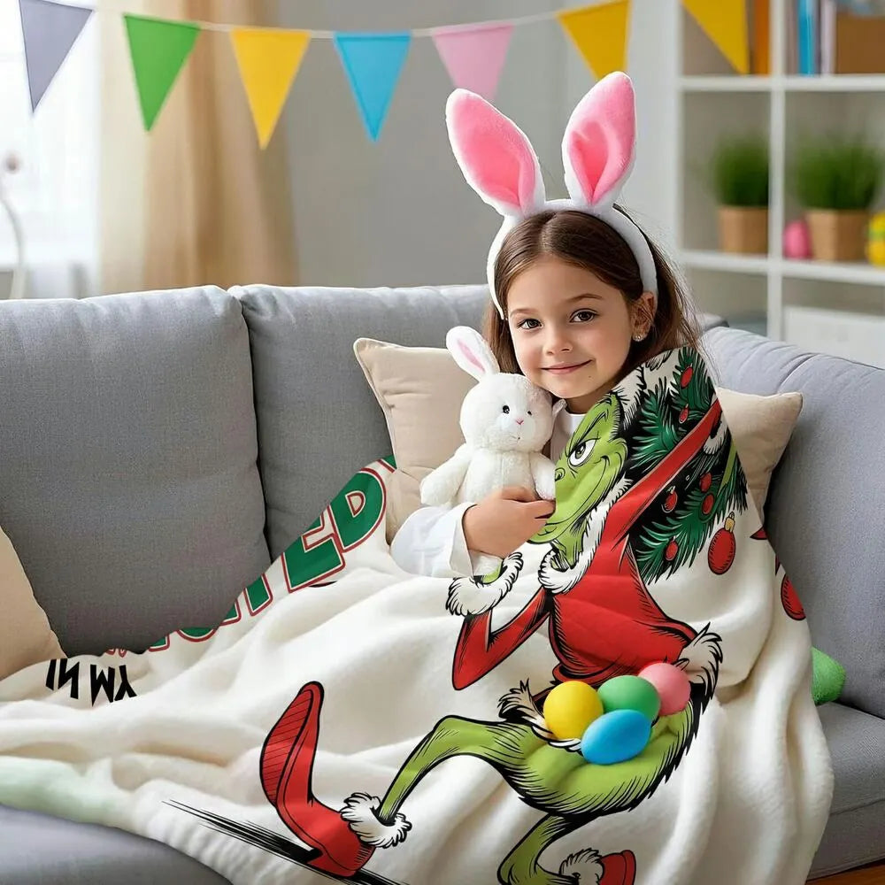 Festive Grinch Era Christmas Tree White Pattern Multipurpose Throw Blanket