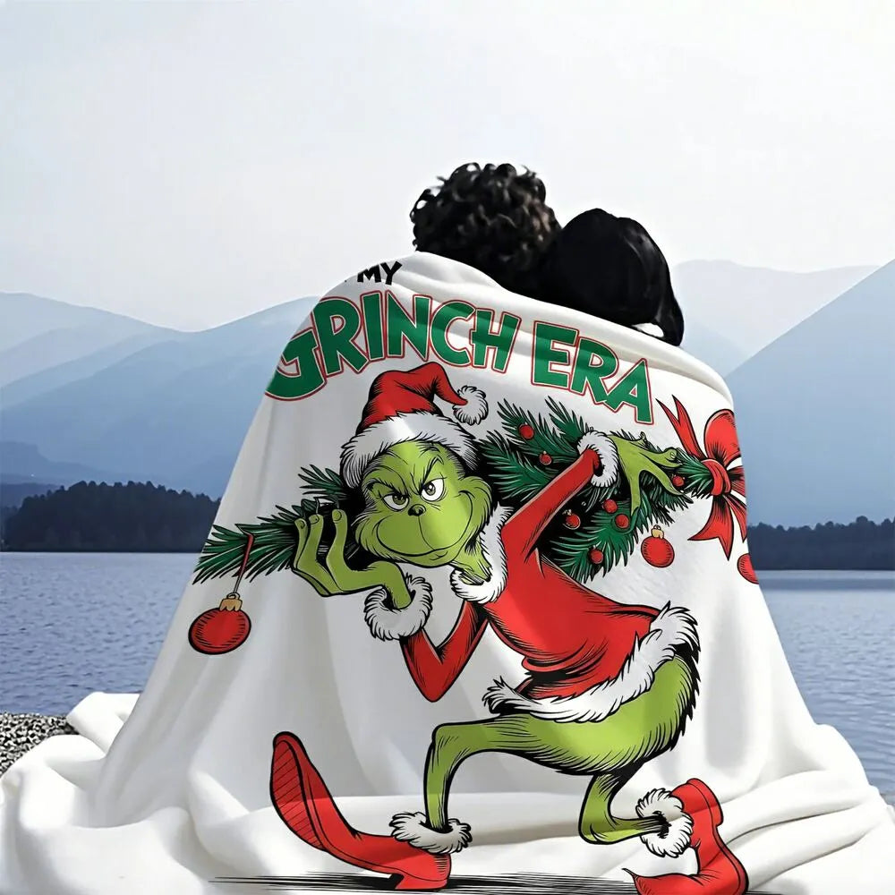 Festive Grinch Era Christmas Tree White Pattern Multipurpose Throw Blanket