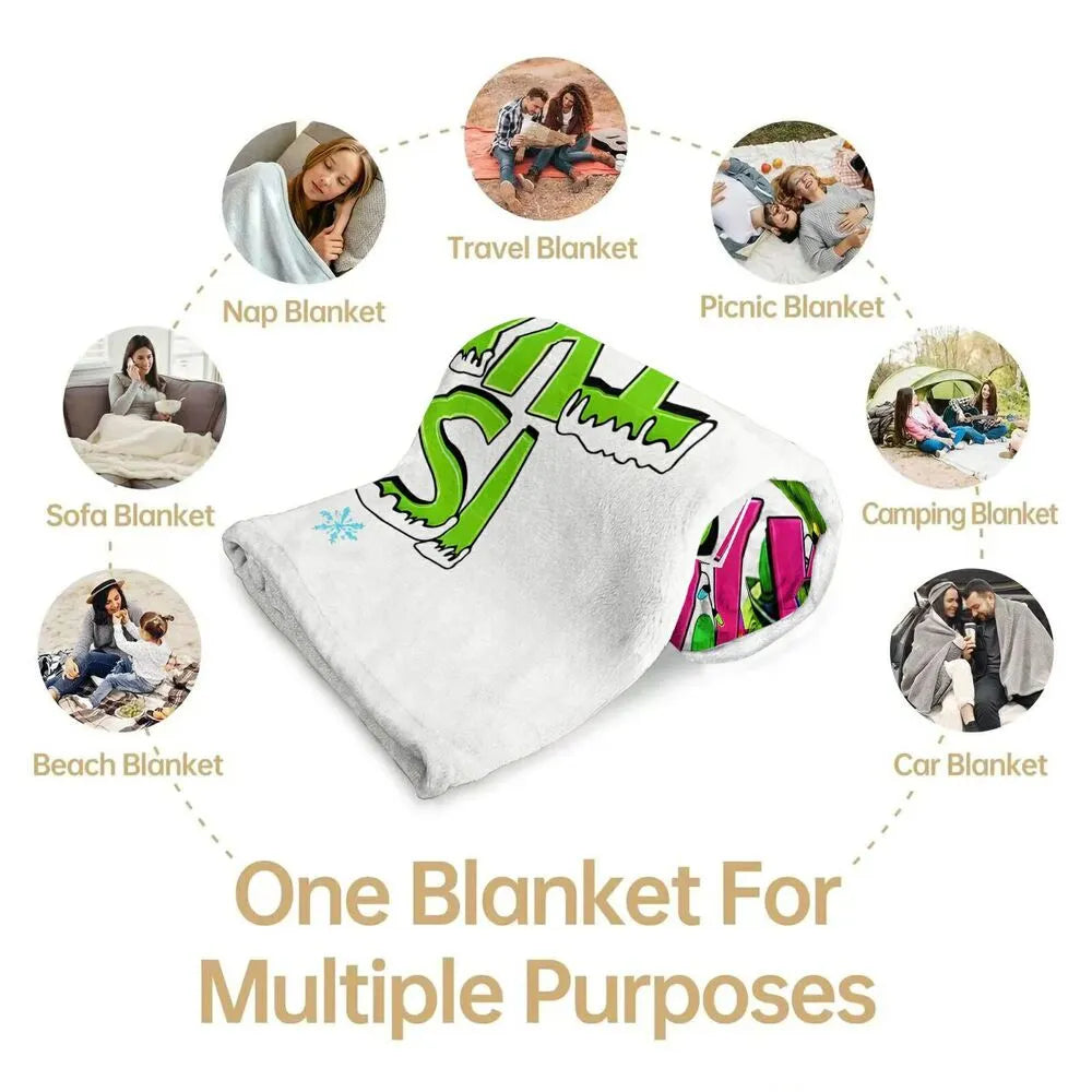 Festive Grinch Is This Jolly Enough White Pattern Multipurpose Throw Blanket