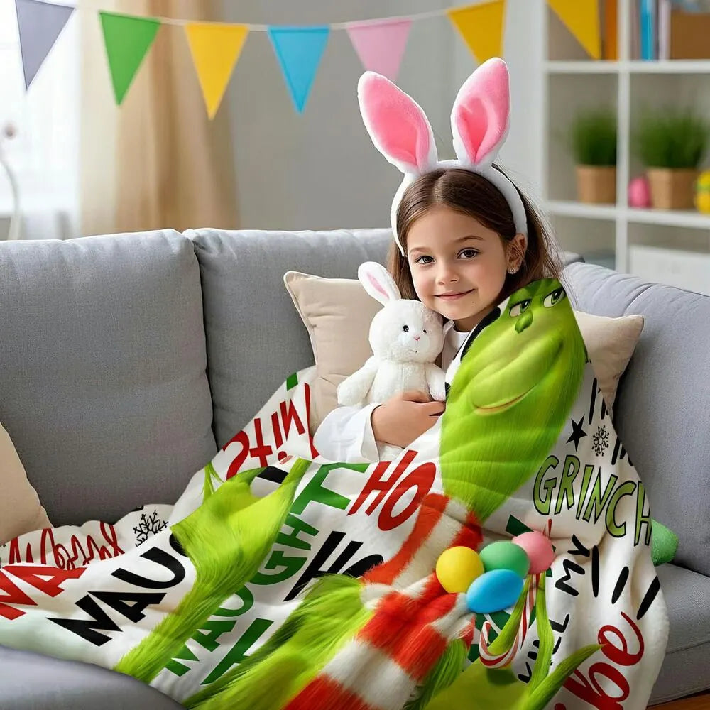 Festive Grinch Quote Collage White Pattern Multipurpose Throw Blanket