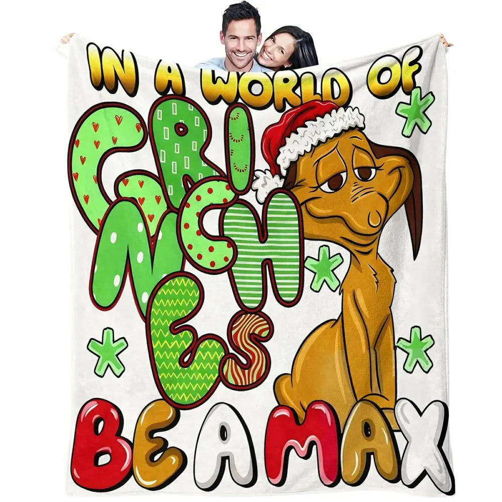 Festive Grinches Beamax Comic Style White Pattern Multipurpose Throw Blanket