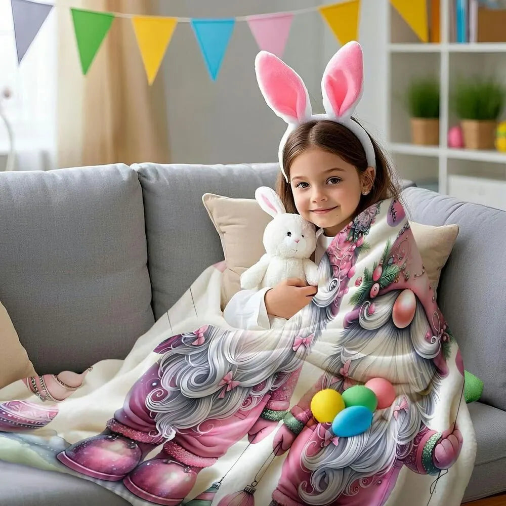 Festive Pink Christmas Gnomes Ornament Pattern Multipurpose Throw Blanket