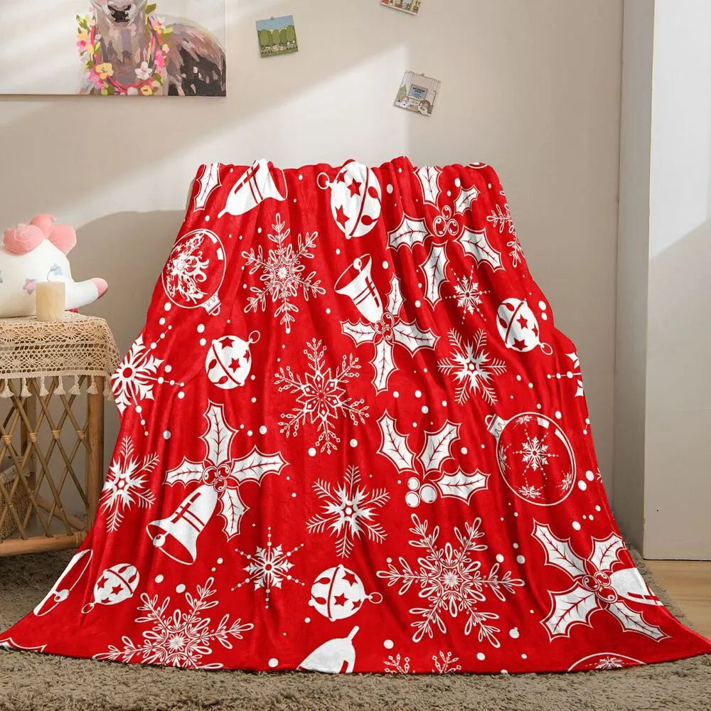 Festive Red Christmas Pattern Multipurpose Throw Blanket