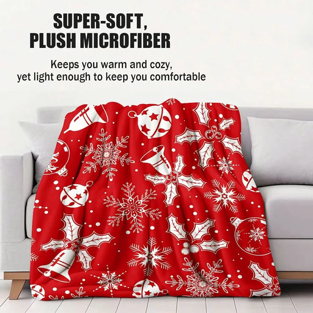 Festive Red Christmas Pattern Multipurpose Throw Blanket