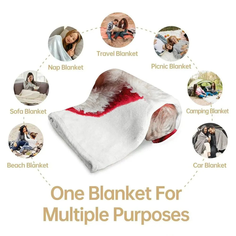 Festive Surprised Santa White Pattern Multipurpose Throw Blanket