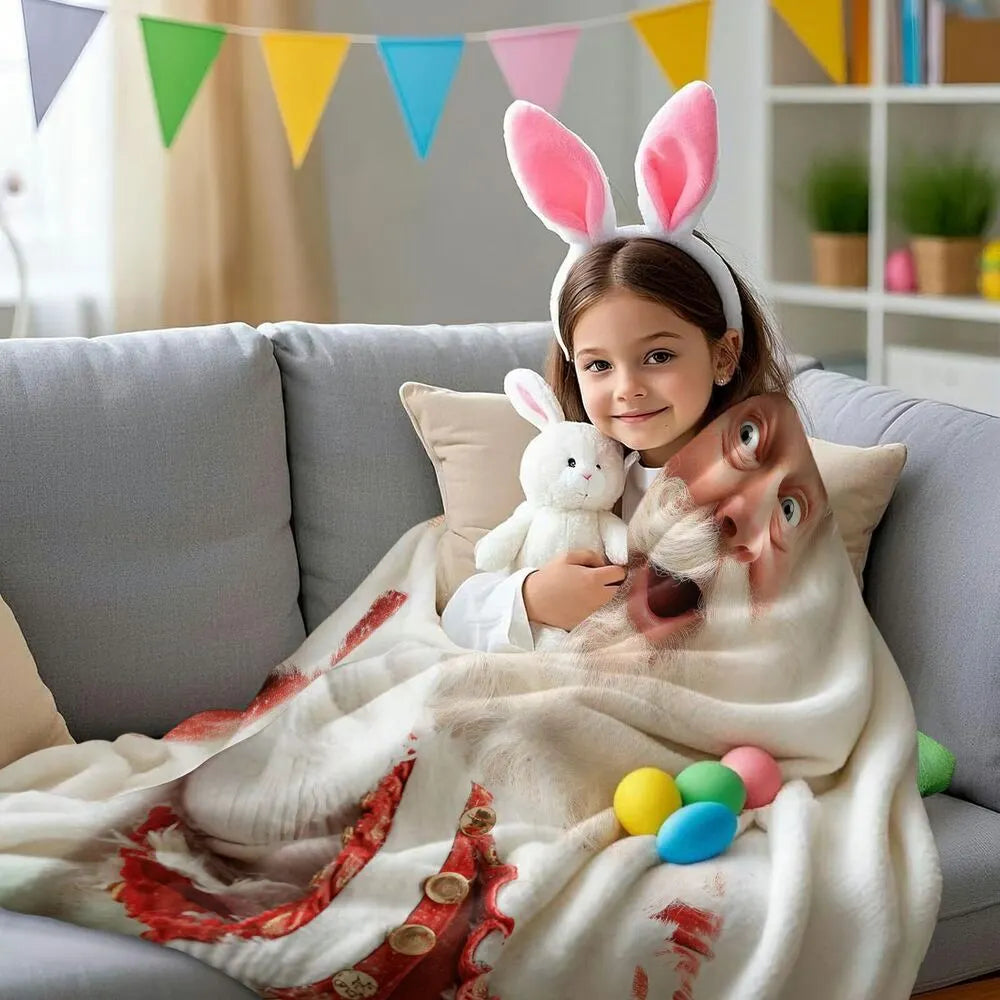 Festive Surprised Santa White Pattern Multipurpose Throw Blanket