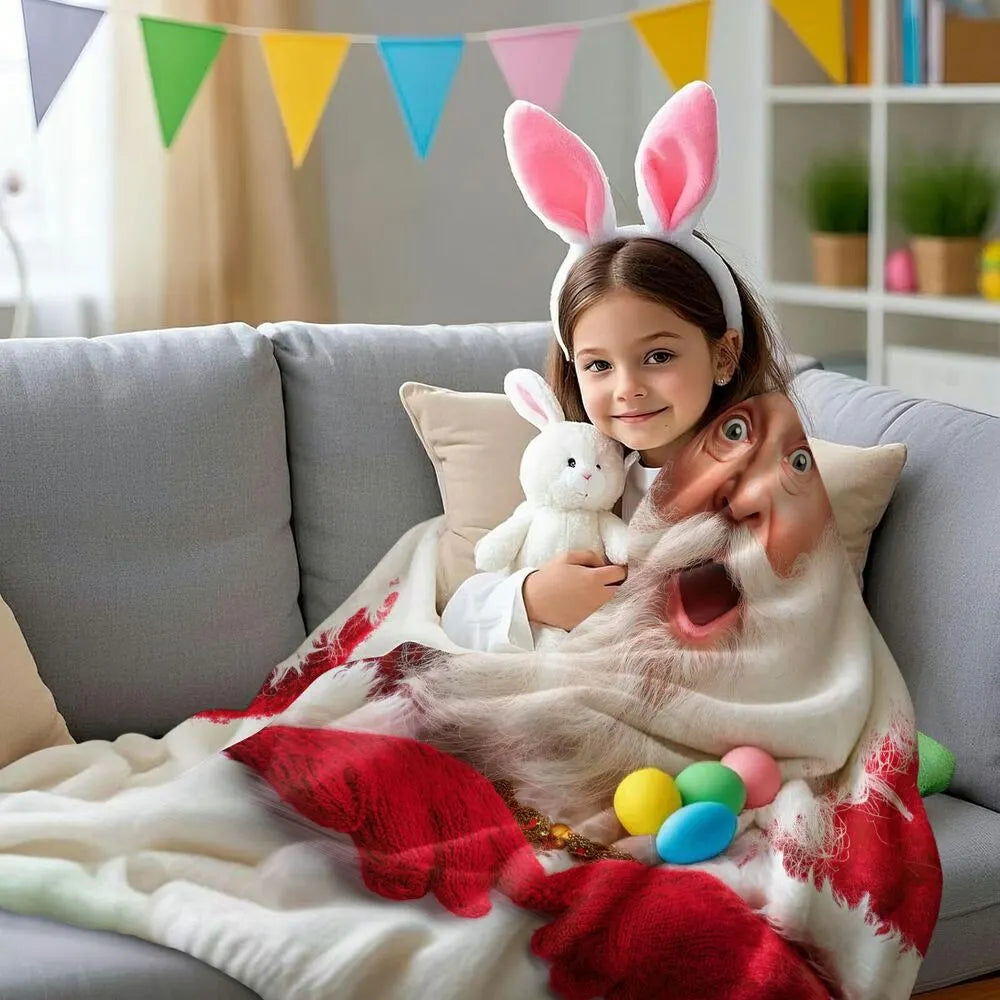 Festive Surprised Santa White Pattern Multipurpose Throw Blanket