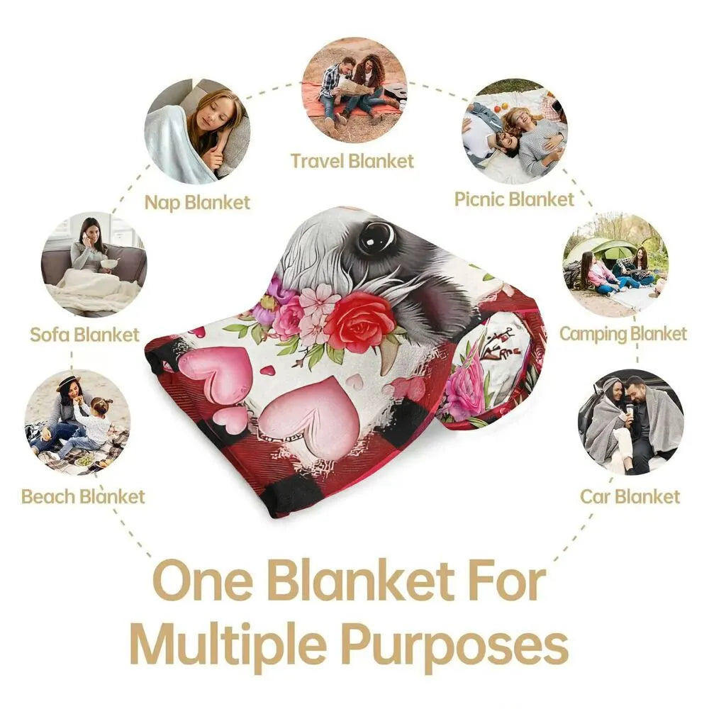 Festive Valentine Cows I Love Moo Pattern Multipurpose Throw Blanket