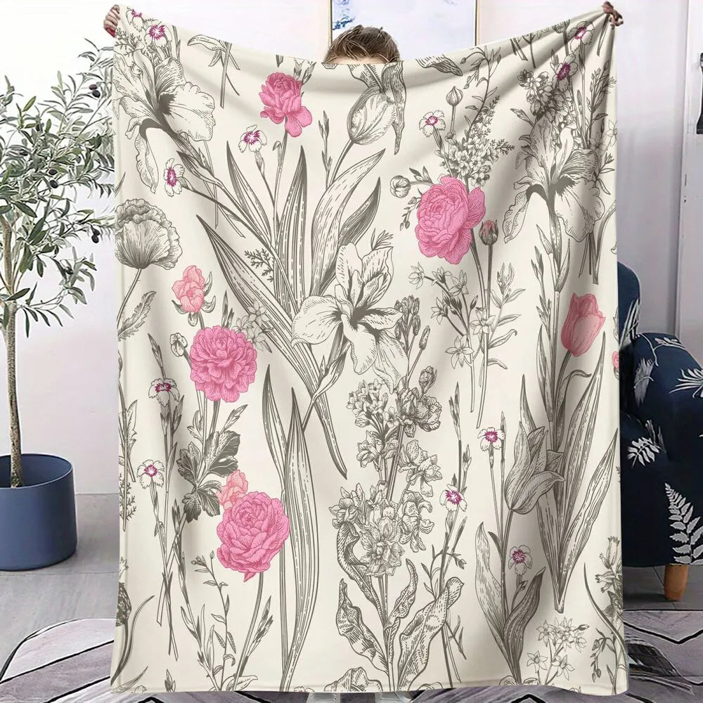 Floral - Themed Multipurpose Throw Blanket
